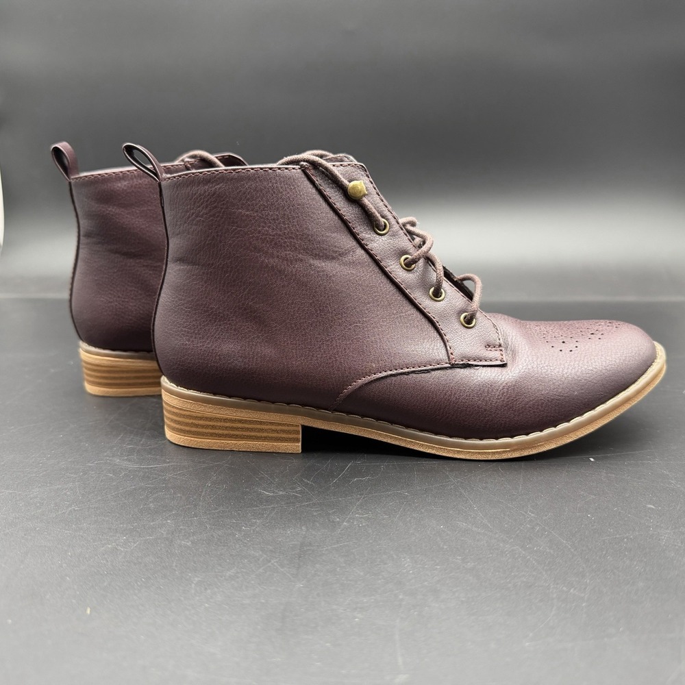 Rocket Dog Womens Ankle Boots Burgundy Lace Up Oxford Brogue Booties Size 8